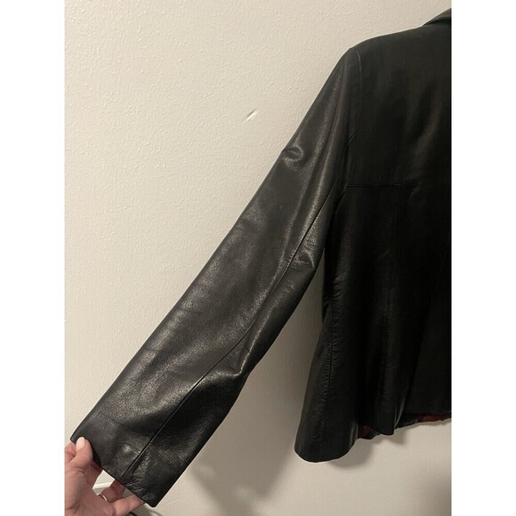Wilsons Leather Womens Black Leather Jacket Coat Sz L Long Sleeve Pockets 90’s - Picture 6 of 15